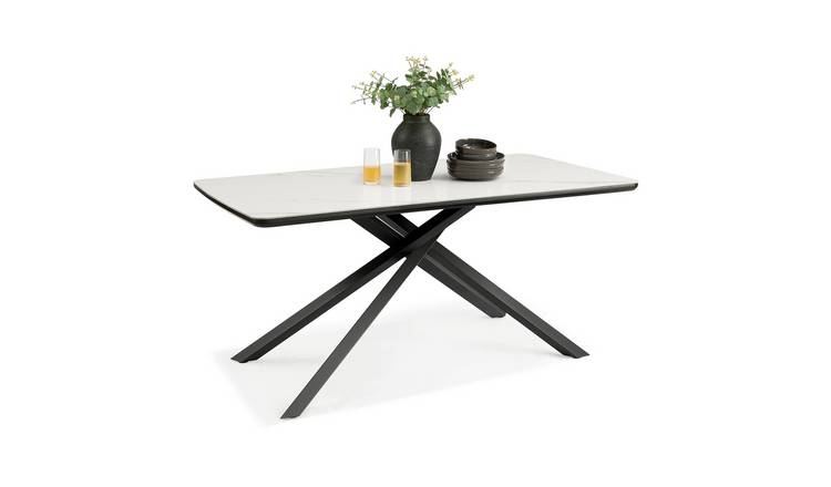 Vonhaus Atherton Dining Table Rectangular 6 Seater - White and Black