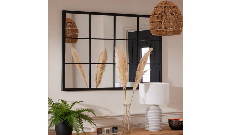 Claic H120 X W80cm Rectangular Iron Decorative Framed Window Wall Mirror Mirror