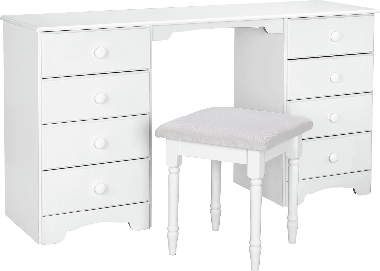 Argos Home Nordic 8 Drw Dressing Table & Stool - Soft White