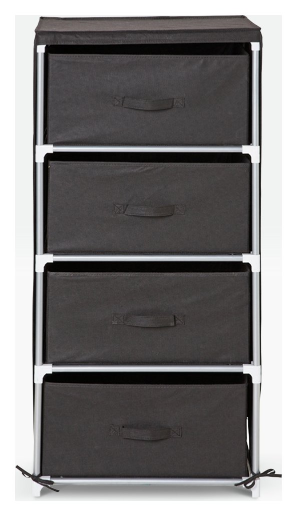 Argos Home Metal & Polycotton 4 Drawer Storage Unit - Black