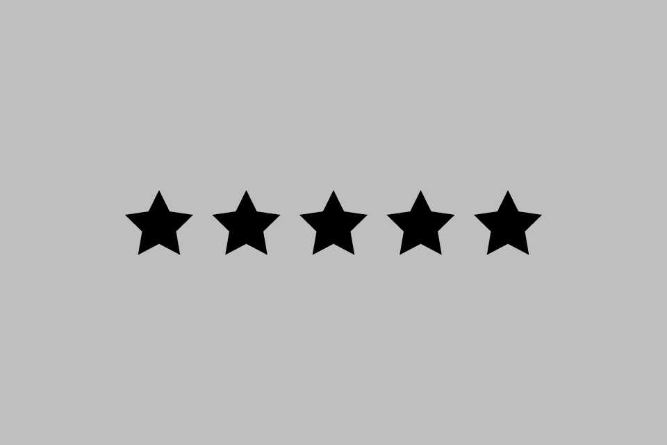 Image shows 5 stars against a grey background.
