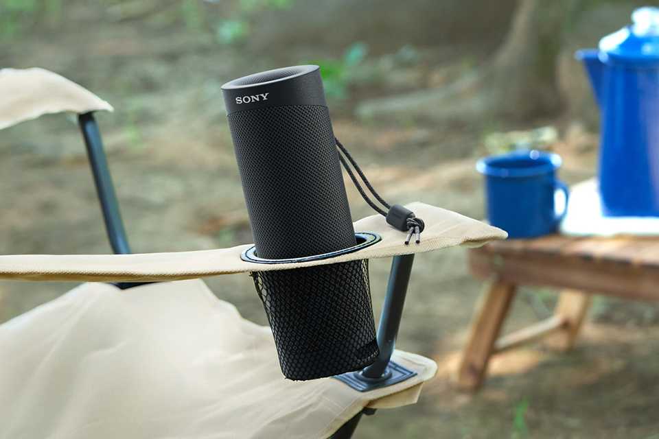 Sony SRS-XB23 Bluetooth portable speaker in black.
