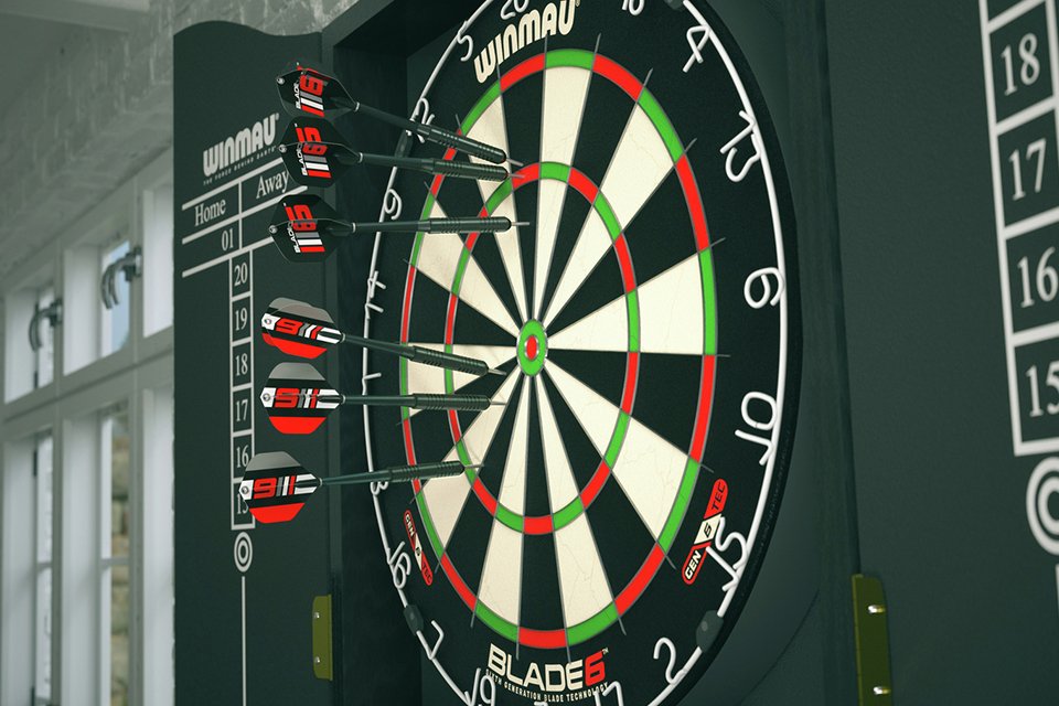  Winmau Blade 6 Championship Dartboard and Darts Set.