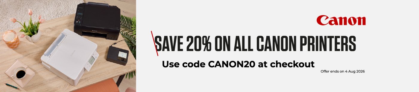 Save 20% on all Canon printers. Use code CANON20 at checkout. Offer ends on 4 Aug 2026.