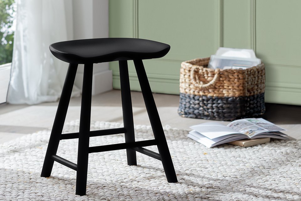 Habitat Barnwell Oak Short Stool - Black.