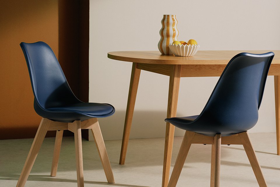 Habitat Jerry Pair of Dining Chair - Navy Blue.