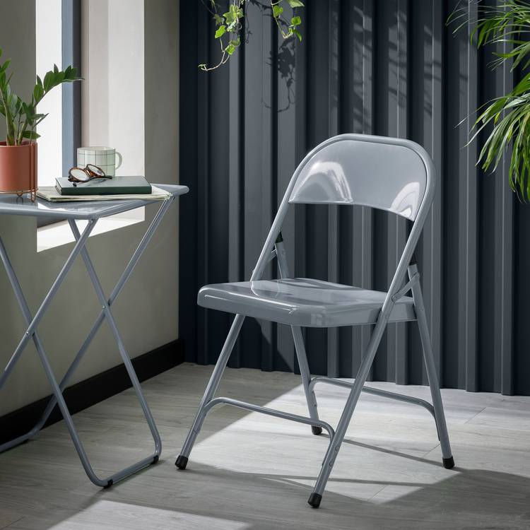 Buy Habitat Macadam Metal Folding Chair Grey Dining chairs and
