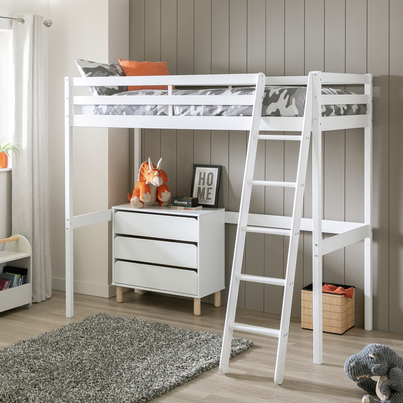 Argos Home Kaycie High Sleeper Bed Single Bed Frame - White