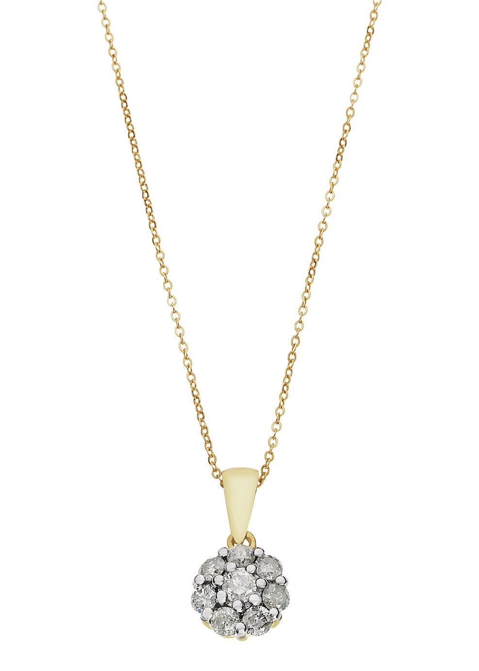 Revere 9ct Gold 0.50ct tw Diamond Cluster Pendant