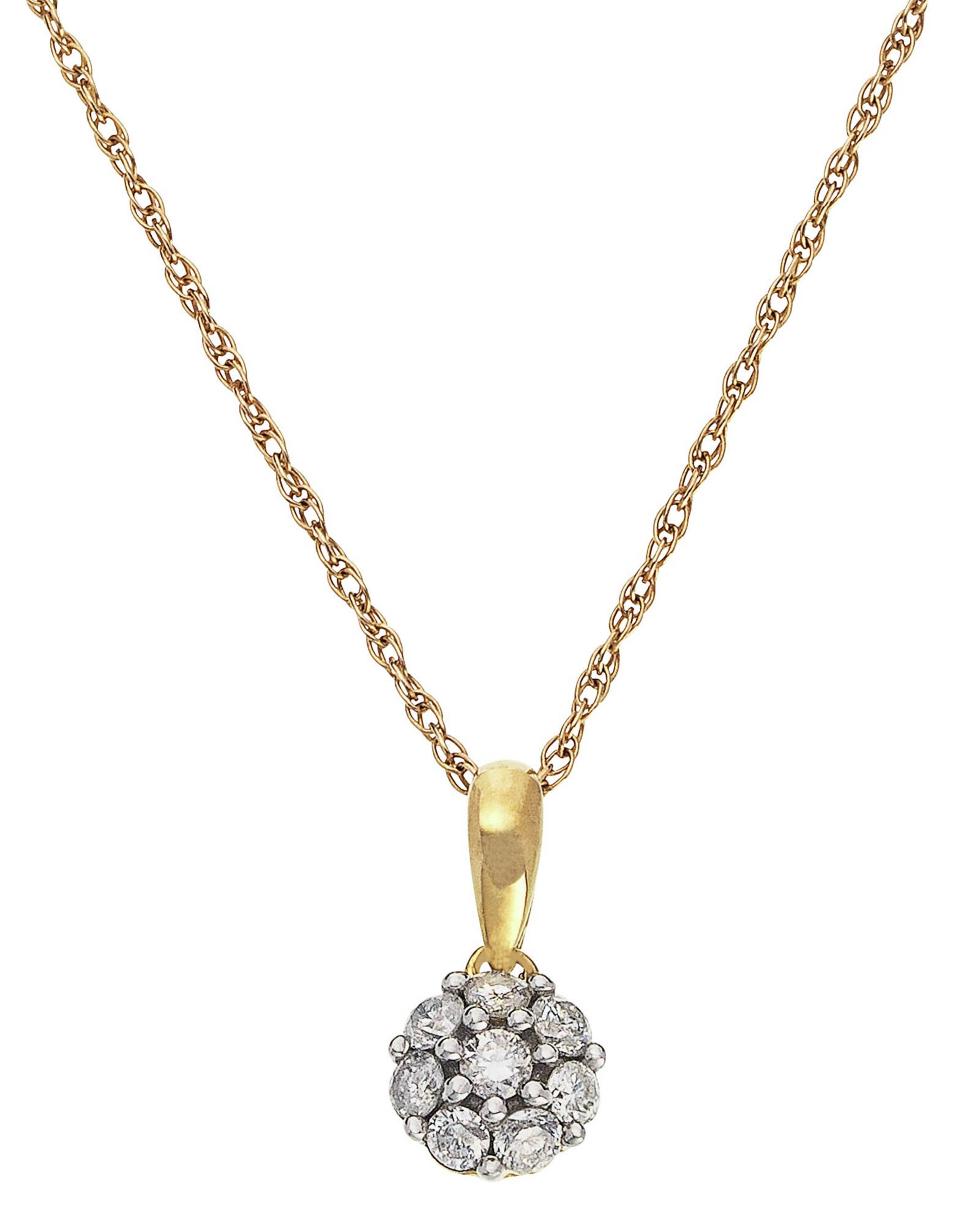 Revere 9ct Gold 0.25ct tw Diamond Cluster Pendant