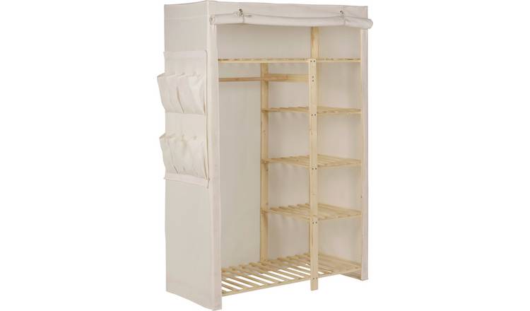 Buy Argos Home Polycotton and Pine Double Wardrobe - Cream | Hanging ...