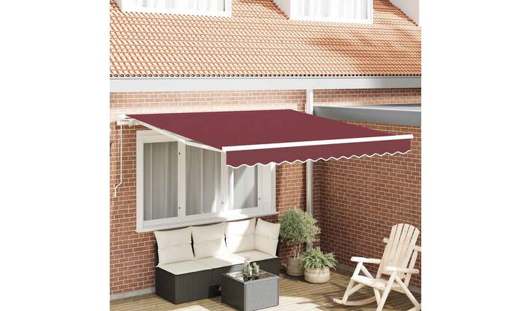 Walplus Manual Polyester Retractable Awning - Burgundy - 300x250 cm