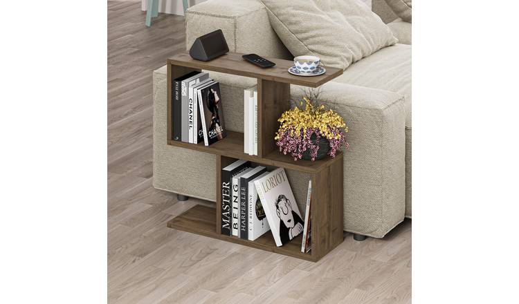 Decortie Homemania Melamine Particleboard Z-Shape Side Table - Dark Oak