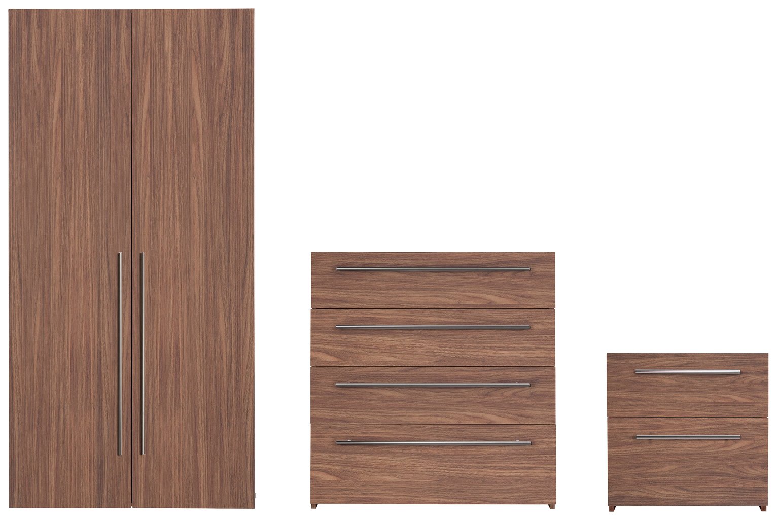 Argos Home Atlas 3 Piece 2 Door Wardrobe Set - Walnut Effect