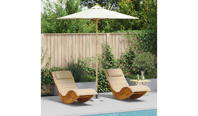 Walplus Round Garden Parasol - Cream White - 240 x 240 x 260 cm