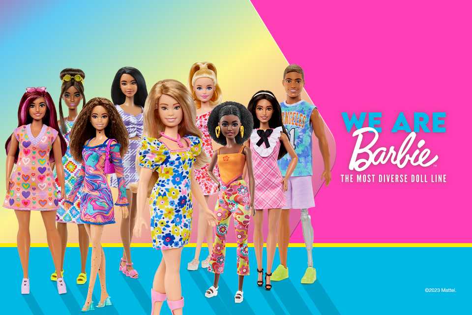 A set of Barbie fashion dolls.