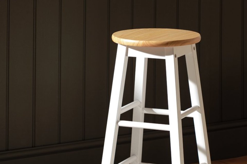 White wooden bar stool.