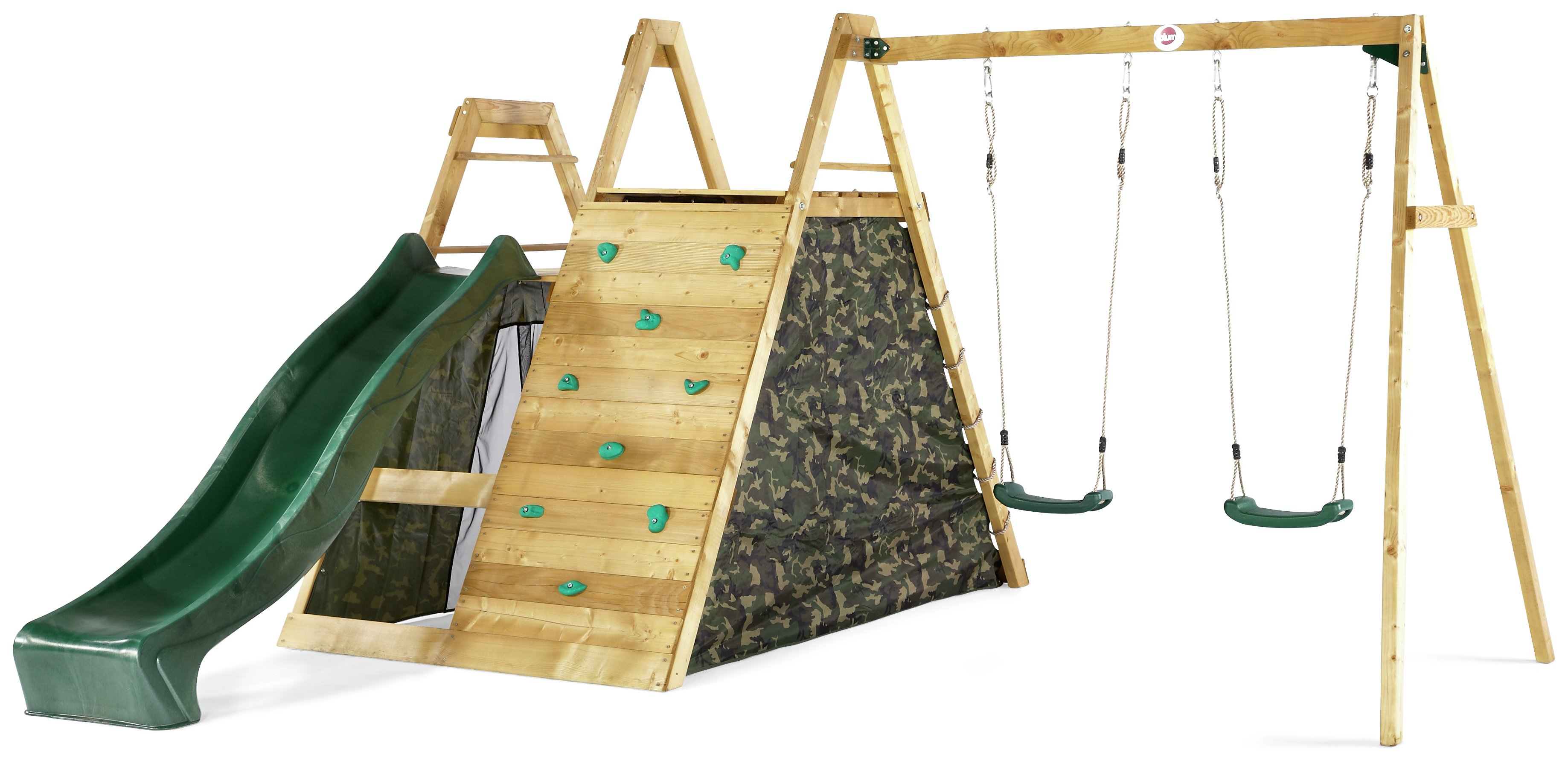 Plum Climbing Pyramid Wooden Play Centre with Double Swings