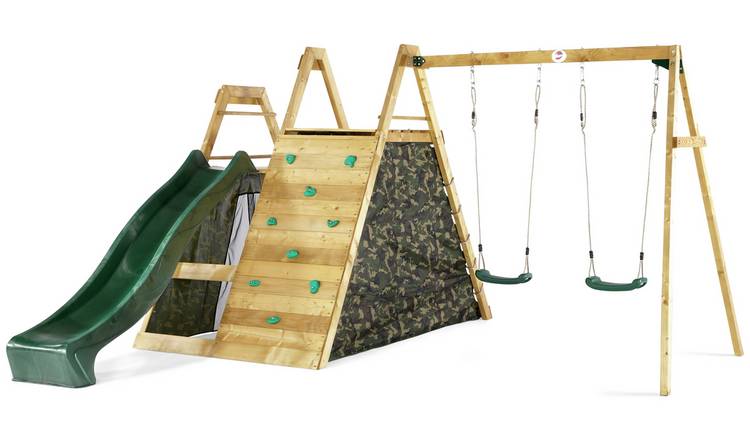 Plum Climbing Pyramid Wooden Play Centre with Double Swings.