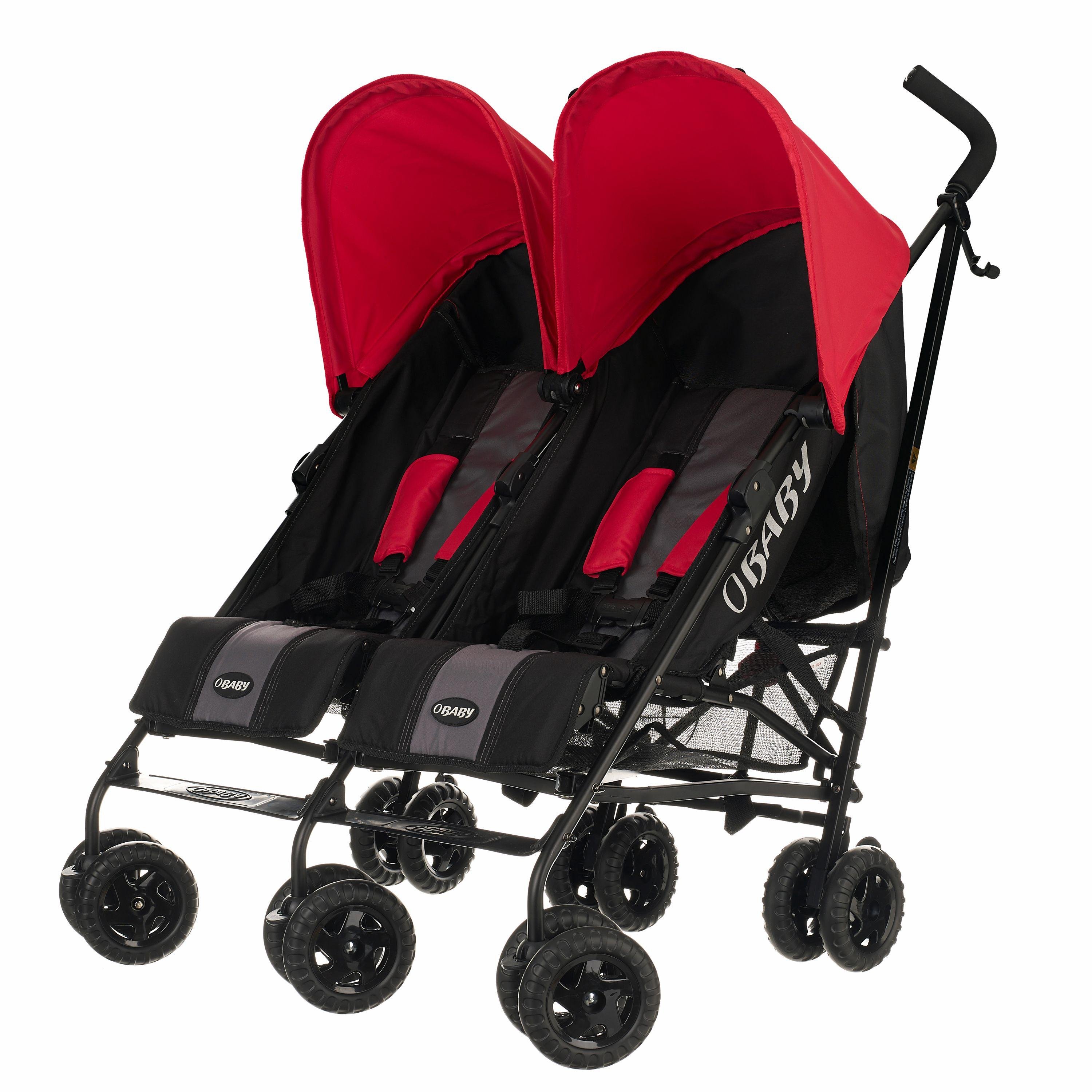 Obaby Apollo Black and Grey Double Pushchair - Red