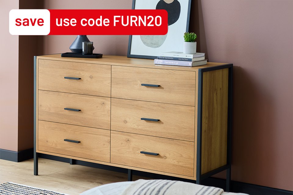 Save 20% on selected bedroom furniture on orders over £100. More lines added. Use code FURN20.