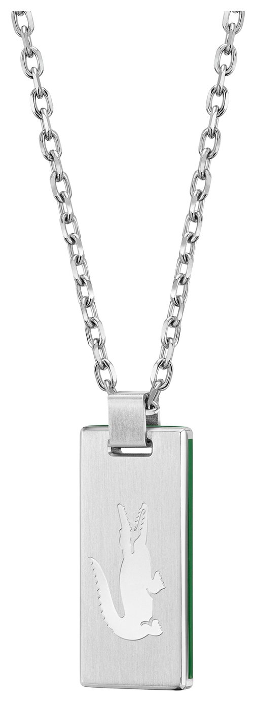 Lacoste Men's Stainless Steel Green Piping Pendant Necklace