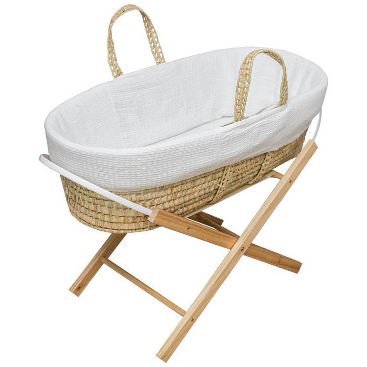 Kinder Valley Waffle Moses Basket & Folding Stand 0