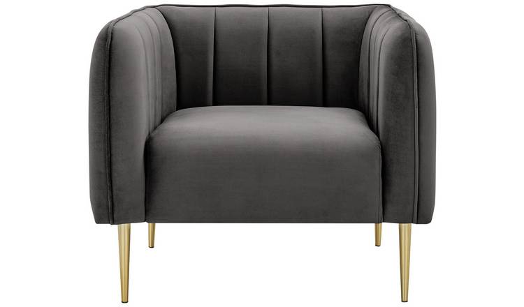 Buy Habitat Lola Velvet Armchair Charcoal Armchairs and chairs Argos