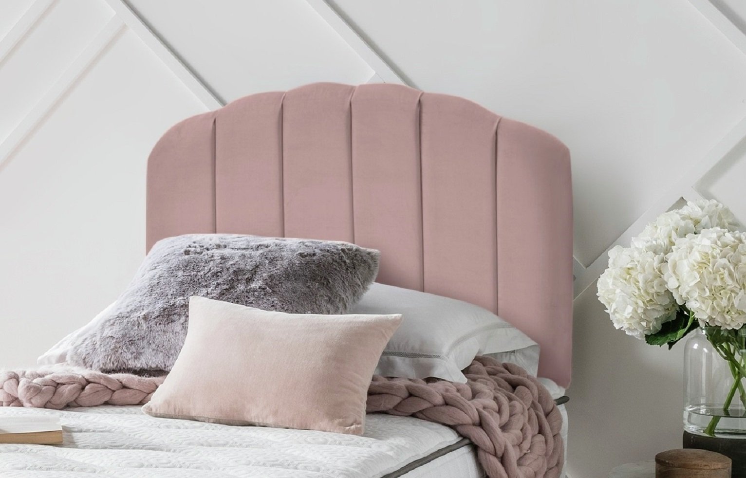 Silentnight Merlin Velvet Single Headboard-Dusky Pink