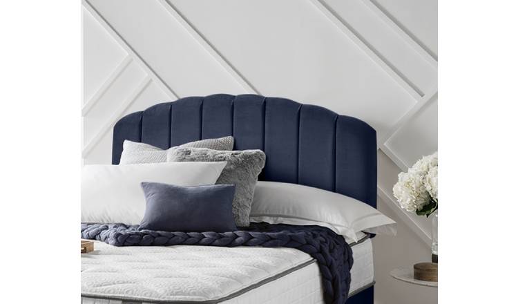 Navy blue deals velvet headboard king