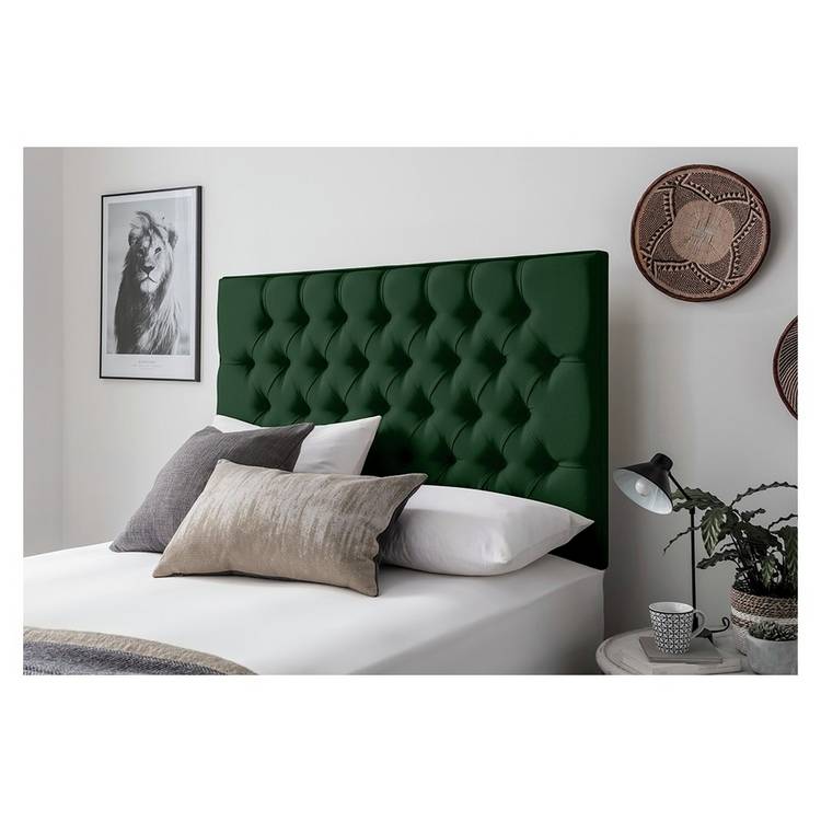 Silentnight Sassaria Velvet Double Headboard - Green 0