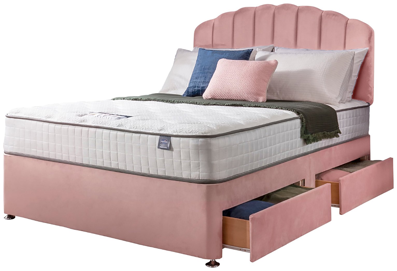 Silentnight Middleton Double Memory 4 Drawer Divan Bed- Pink