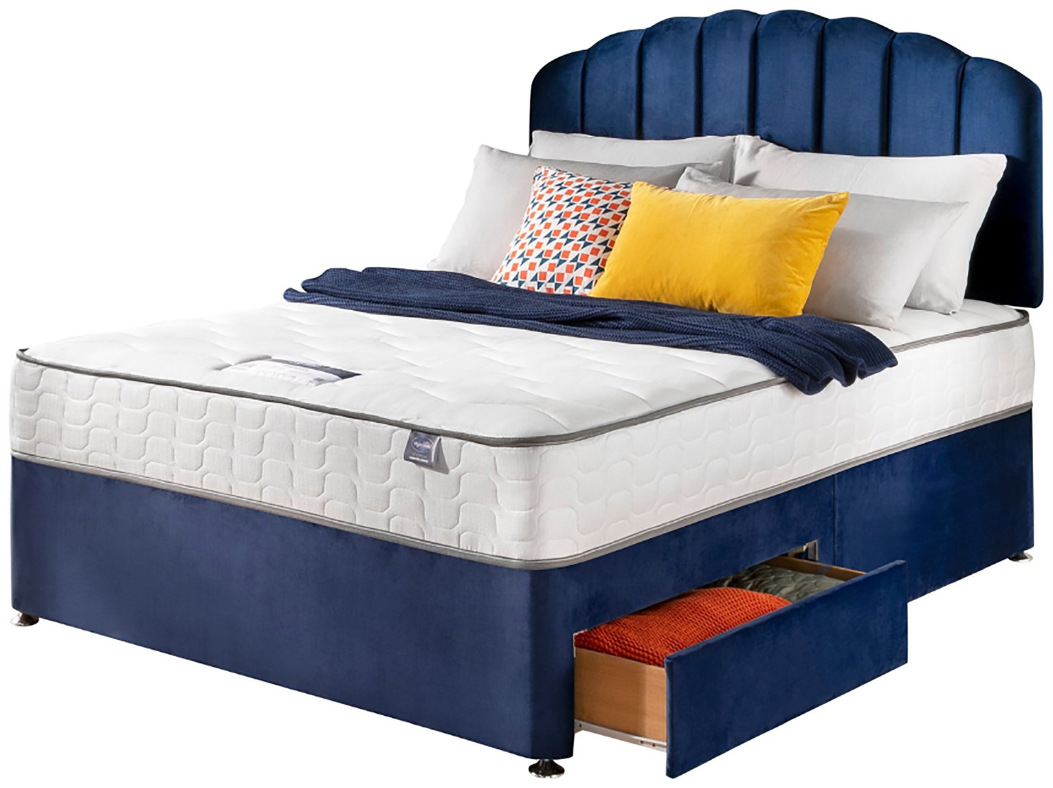 Silentnight Comfort Kingsize 2 Drawer Divan Bed - Blue