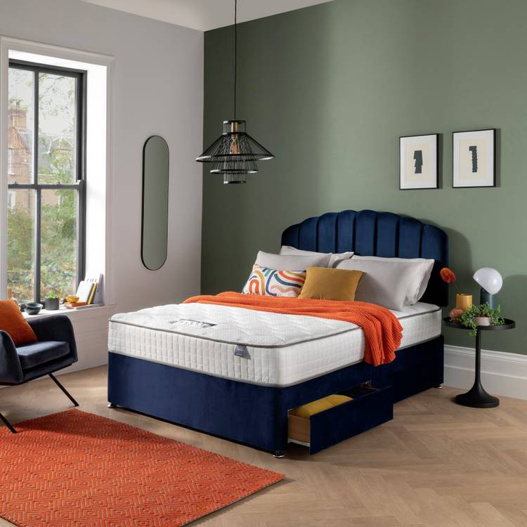 Silentnight Middleton Double Memory 2 Drawer Divan Bed- Blue 0