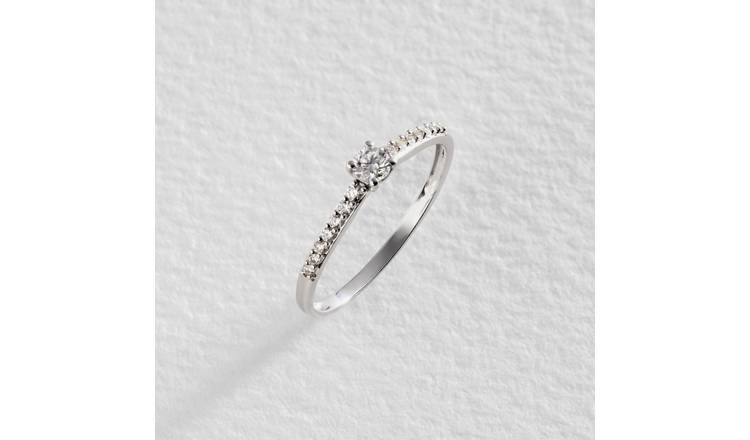 Revere 9ct White Gold 0.20ct Diamond Solitaire Ring - P