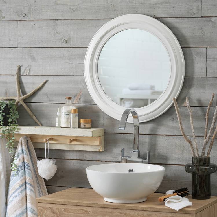 Innova White Round Bathroom Wall Mirror - 55x55cm 0