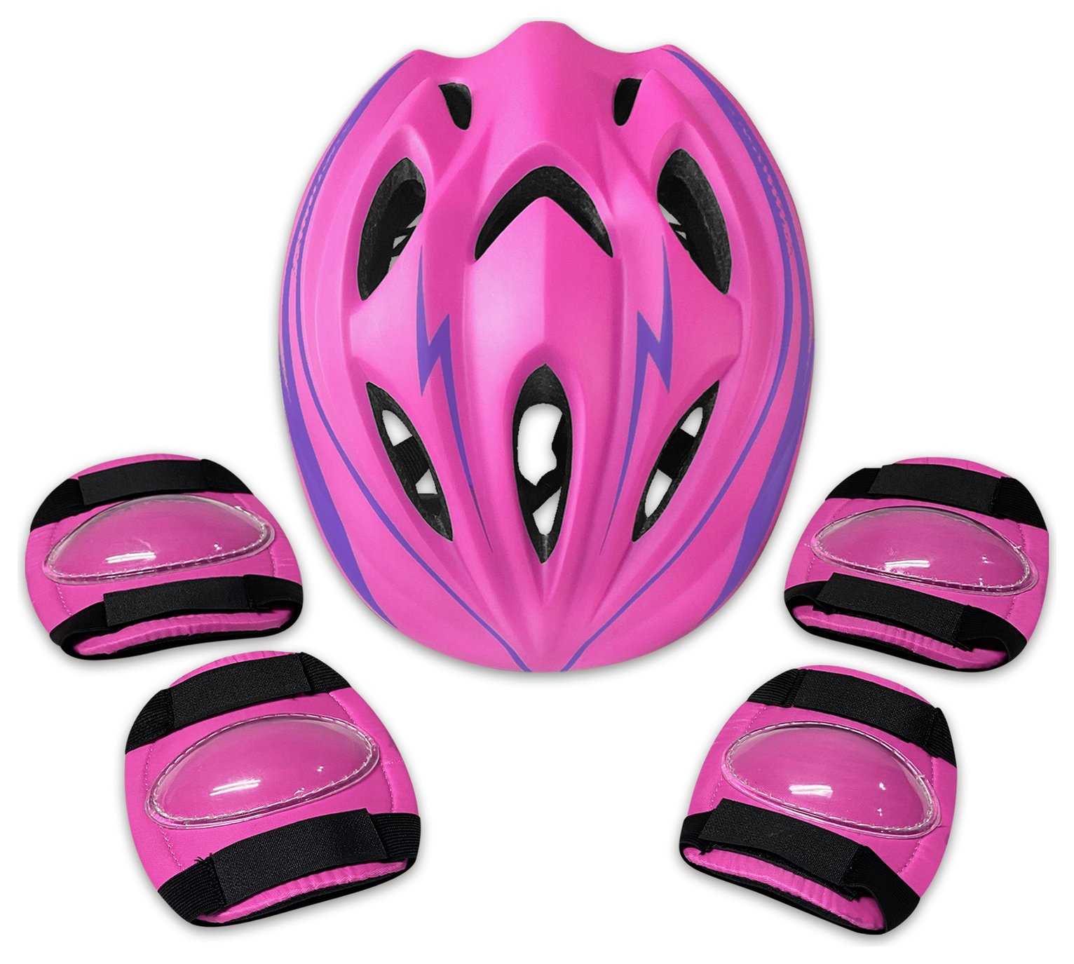 Challenge Kids Bike Helmet & Safety Set, P/Purple, 48-52cm