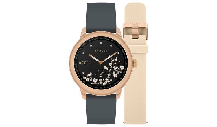 Radley Pink/Grey Silicone Strap Smart Watch Set