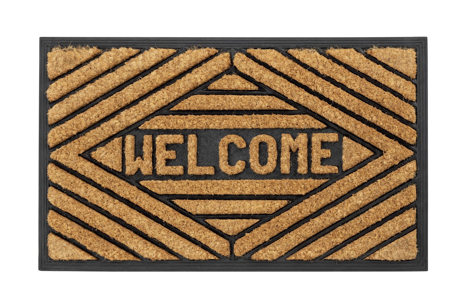 Argos Home Welcome Rubber & Coir Doormat - Natural and Black