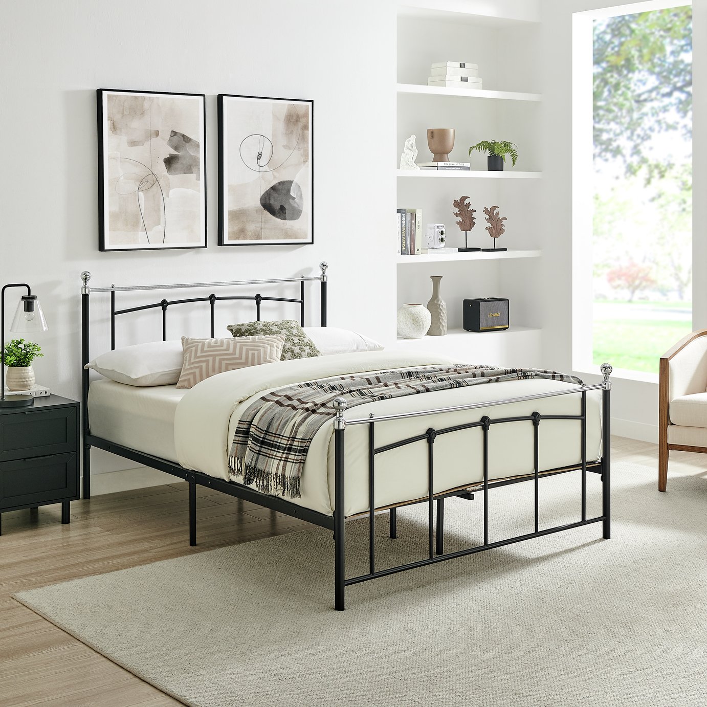 Argos Home Yani Kingsize Metal Bed Frame - Black