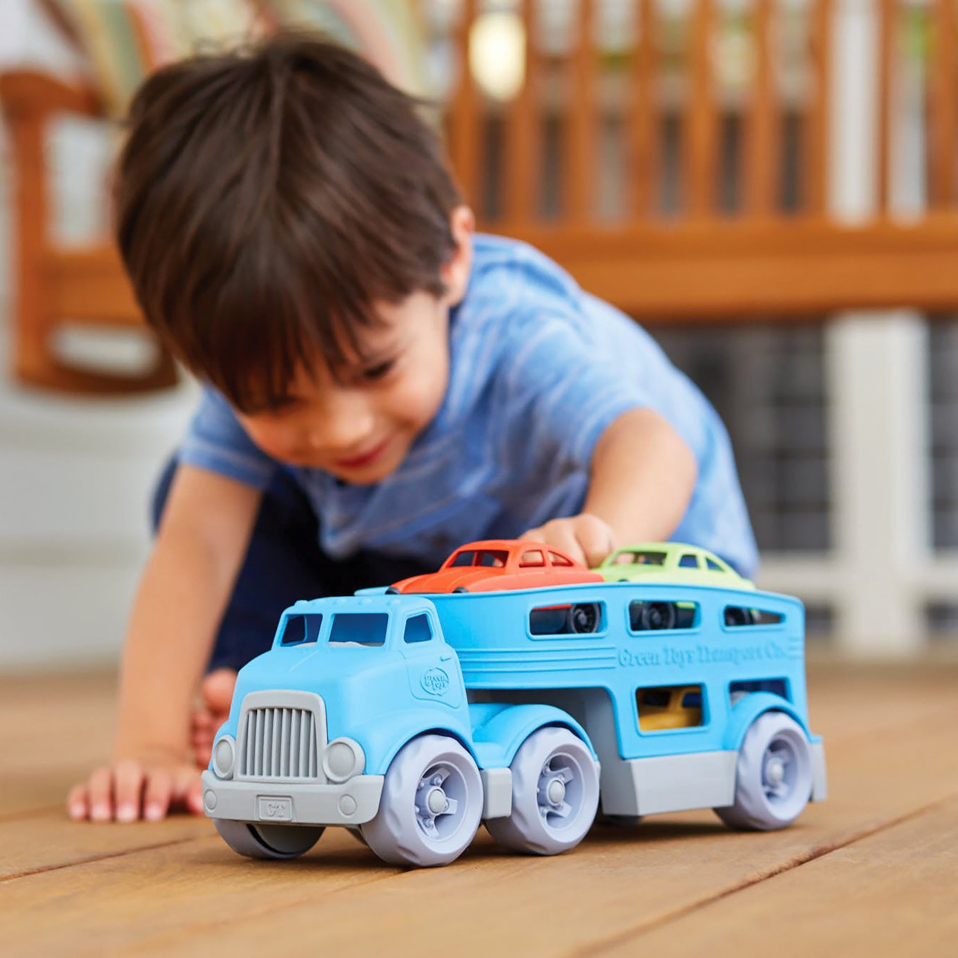 green toys car transporter