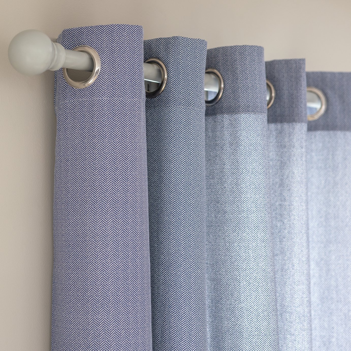 Argos Home Herringbone Fully Lined Eyelet Curtain - Blue