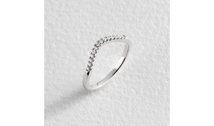 Revere 9ct White Gold 0.10ct Diamond Wave Eternity Ring - N