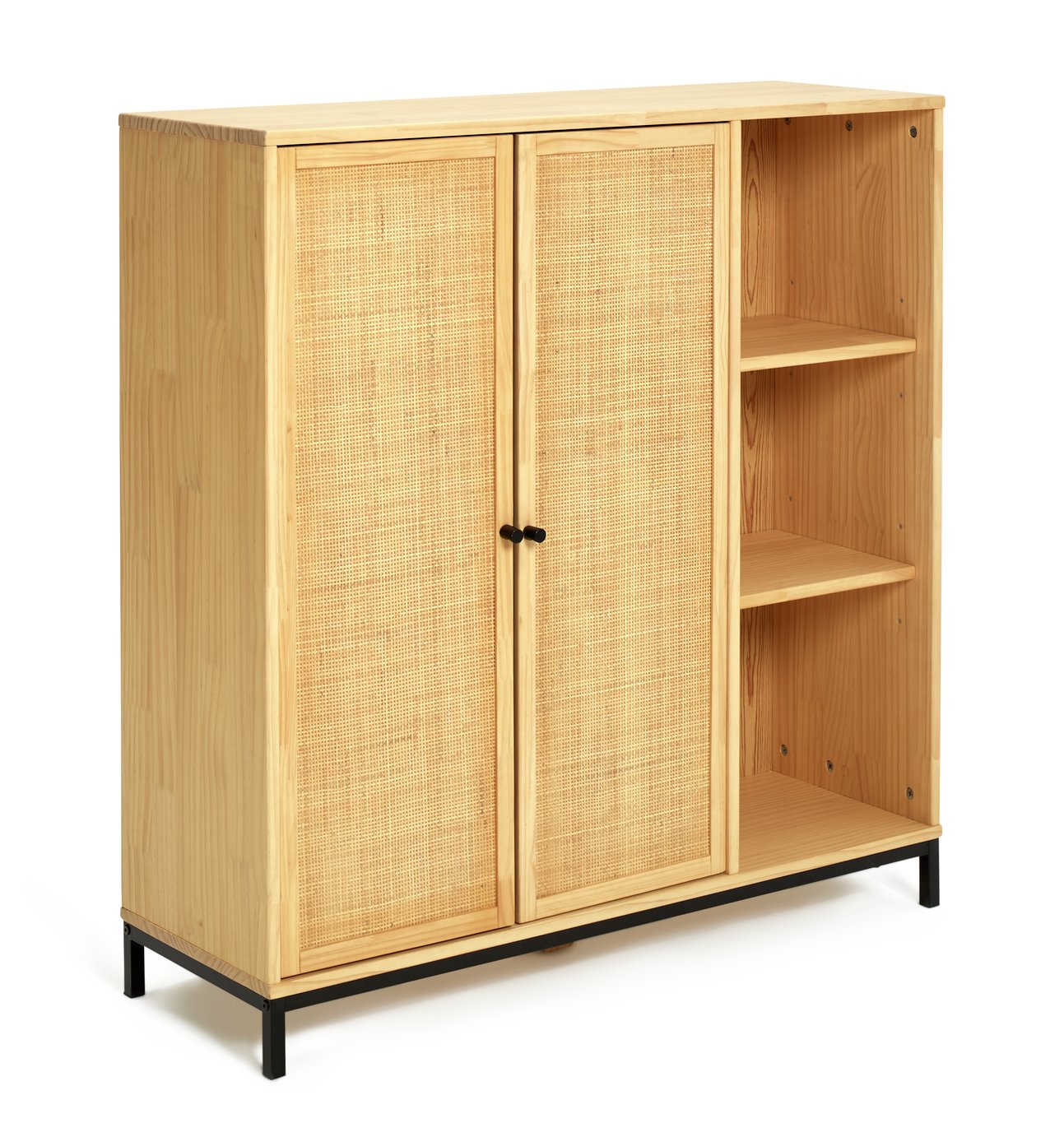 Habitat Elaina Wide Rattan Bookcase - Pine