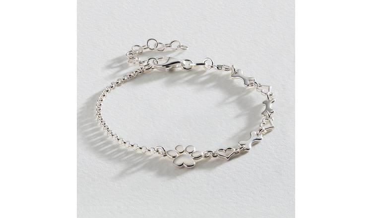 Buy Revere Sterling Silver Heart Paw and Bone Chain Bracelet