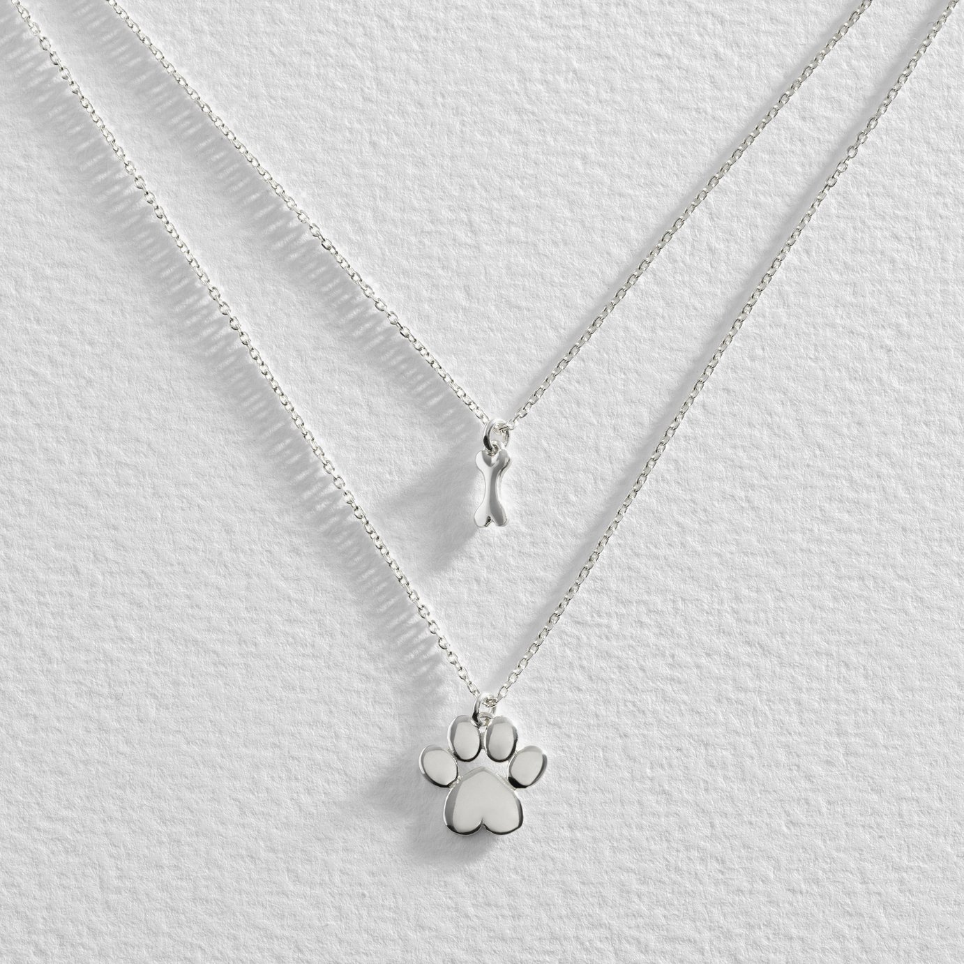 Revere Sterling Silver Layered Paw and Bone Necklace