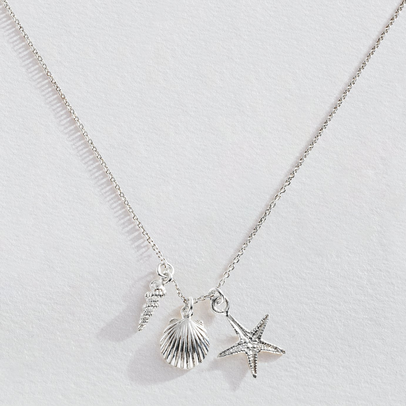 Revere Sterling Silver Shell and Sea Star Charm Necklace