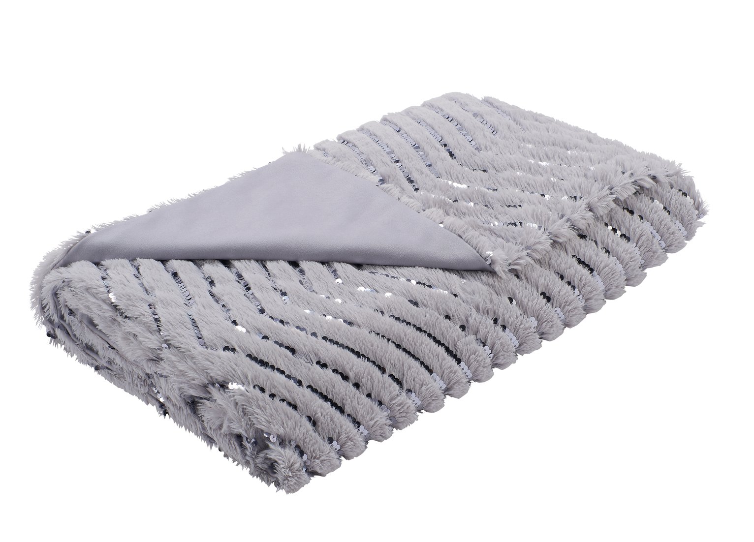 Argos Home Fur Zig Zag Metallic Throw - Grey