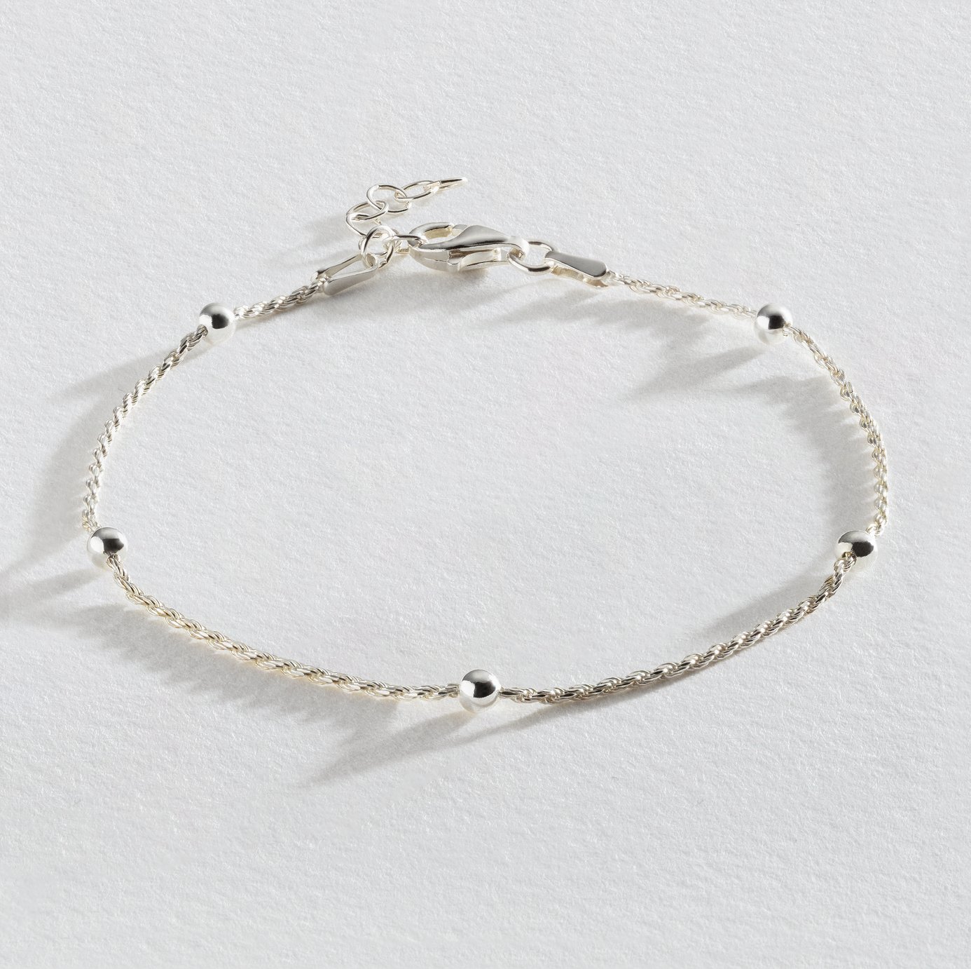 Revere Sterling Silver Beaded Rope Chain Bracelet