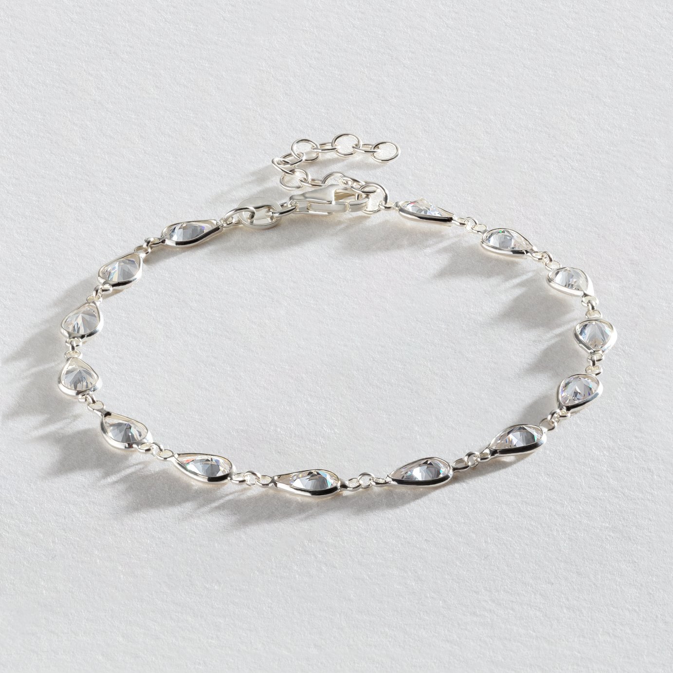 Revere Sterling Silver Cubic Zirconia Drop Shape Bracelet